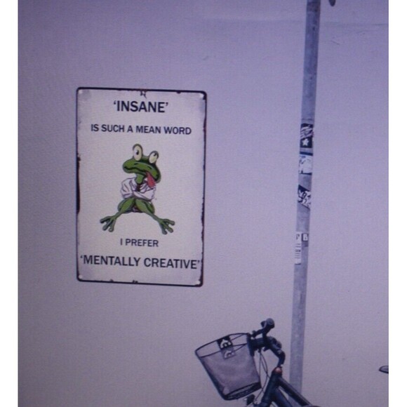 Insane Is Such A Mean Word...Metal Sign Humor Home Decor Man Cave Gift NIP - Picture 3 of 5